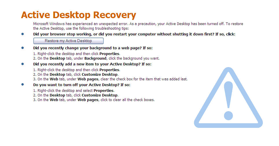 Image result for error active recovery dekstop